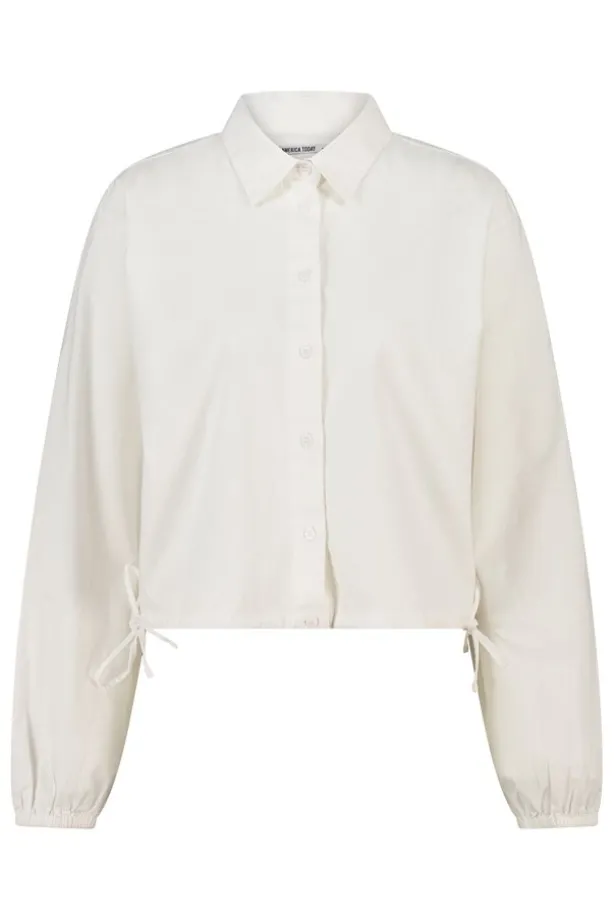 Blouse Bibi linnen blouse met trekkoord en elastische cuffs