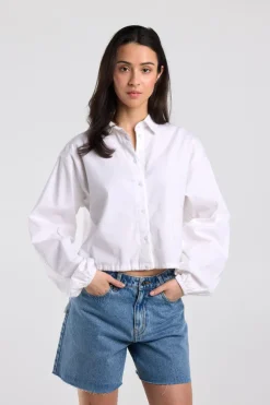 Blouse Bibi linnen blouse met trekkoord en elastische cuffs