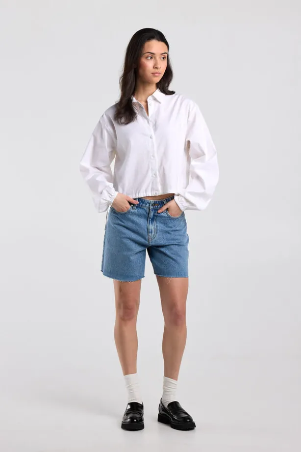 Blouse Bibi linnen blouse met trekkoord en elastische cuffs