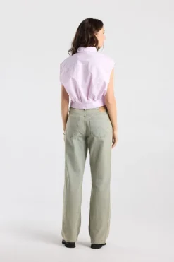 Blouse Inny mouwloze cropped blouse met krijtstreep