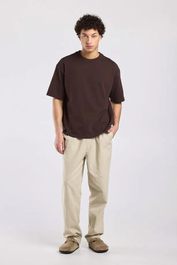 Broek Phillon straight fit linnen broek met elastische tailleband