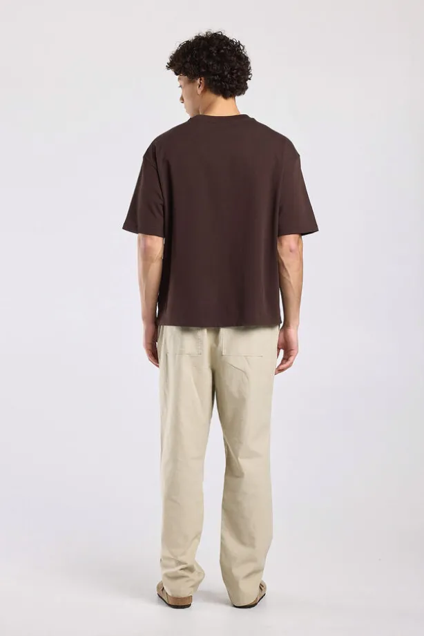 Broek Phillon straight fit linnen broek met elastische tailleband
