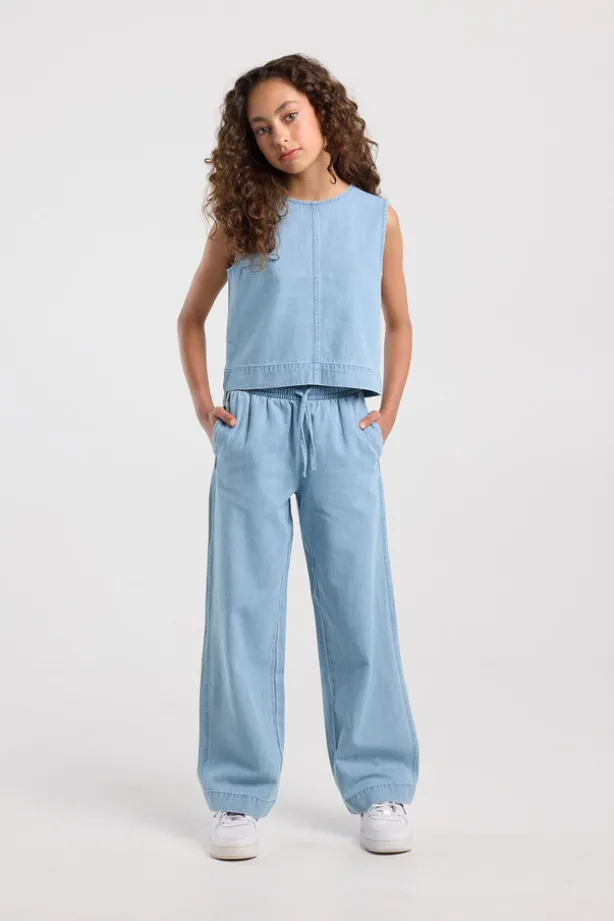 Broek Primrose Jr denim broek met elastische taille en koorden