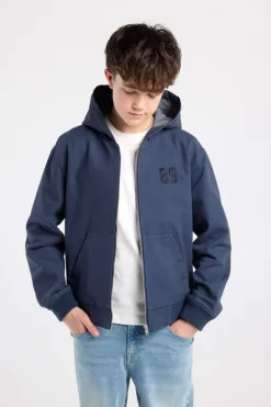 Hooded Bomber Judd JR canvas bomber met capuchon en borstembroidery