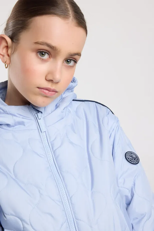 Jas Joanna JR gewatteerde jas met capuchon en gekleurde schouderbies