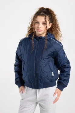 Jas Joanna JR gewatteerde jas met capuchon en gekleurde schouderbies