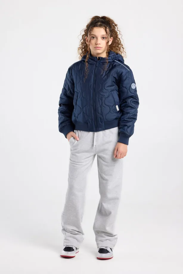 Jas Joanna JR gewatteerde jas met capuchon en gekleurde schouderbies