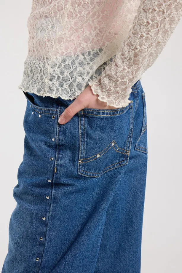Jeans Michigan Jr loose fit jeans met studs op zakken en zijnaden
