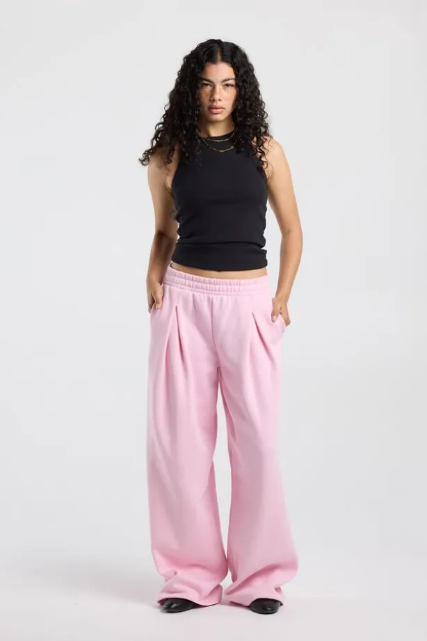 Joggingbroek Carrie wide leg joggingbroek met plooien en tailleband