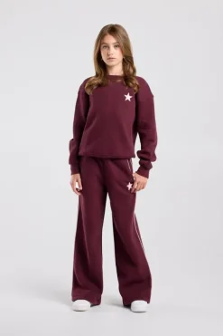Joggingbroek Cassia Jr wide leg joggingbroek met bordeaux piping