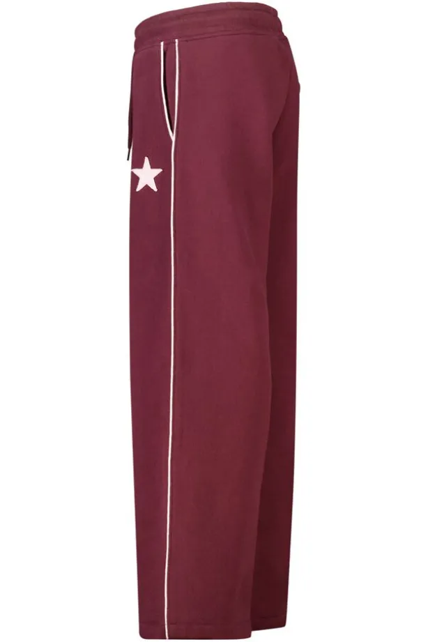 Joggingbroek Cassia Jr wide leg joggingbroek met bordeaux piping