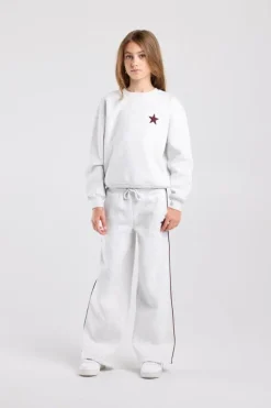 Joggingbroek Cassia Jr wide leg joggingbroek met bordeaux piping