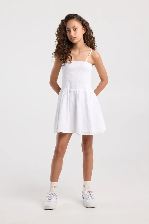 Jurk Dorian Jr lichte linnen jurk met smock top