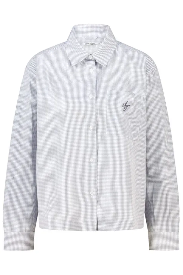 Longsleeve blouse met ruitpatroon Beverly longsleeve blouse met ruitpatroon en borstzak