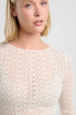 Longsleeve Lillo kanten top met lange mouwen en ronde hals