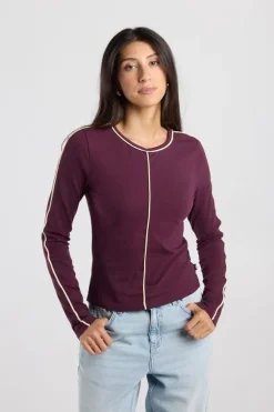 Longsleeve Lois fitted longsleeve met piping
