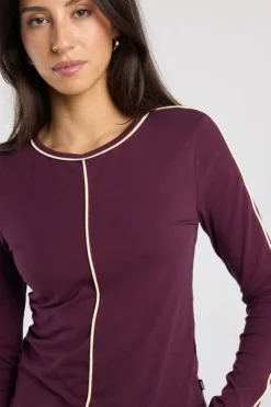 Longsleeve Lois fitted longsleeve met piping
