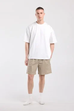 Lounge short Lex gestreepte lounge short met elastische tailleband en trekkoord