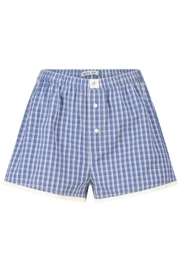 Lounge short Mika lounge short met ruitpatroon en elastische tailleband