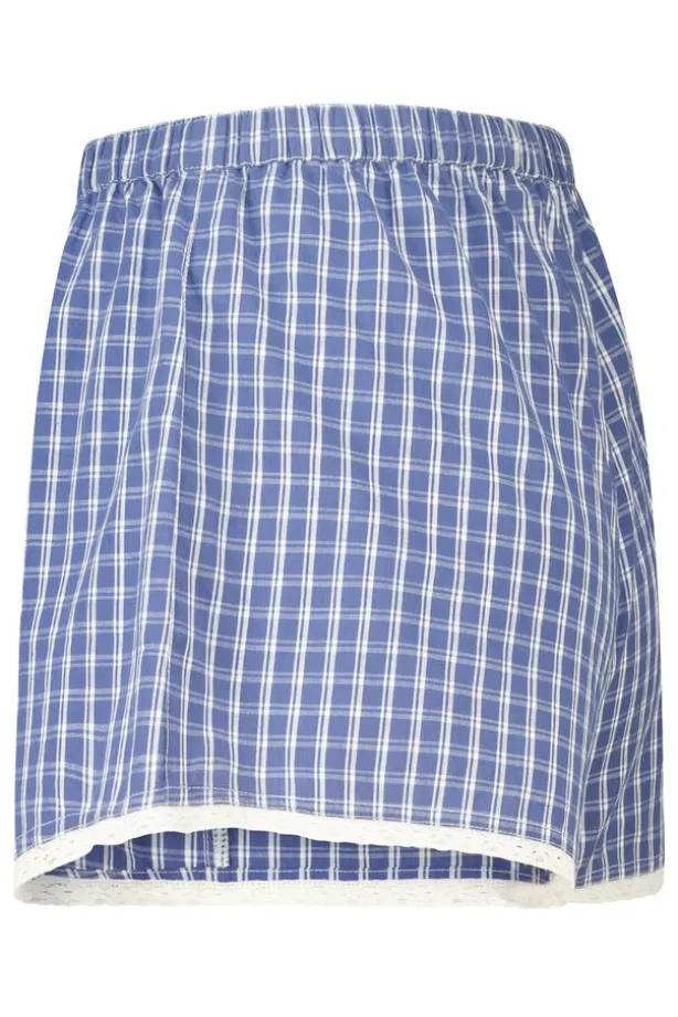 Lounge short Mika lounge short met ruitpatroon en elastische tailleband