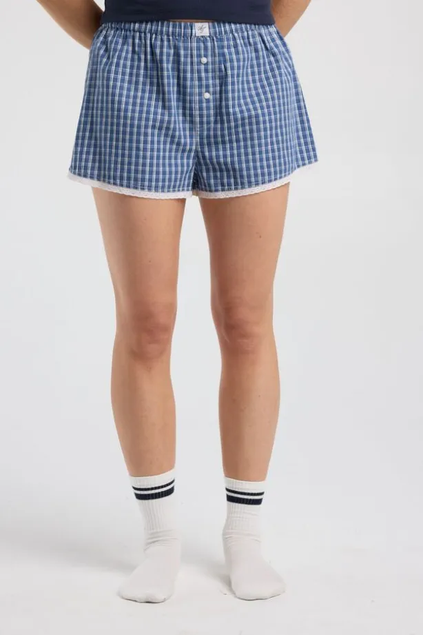 Lounge short Mika lounge short met ruitpatroon en elastische tailleband