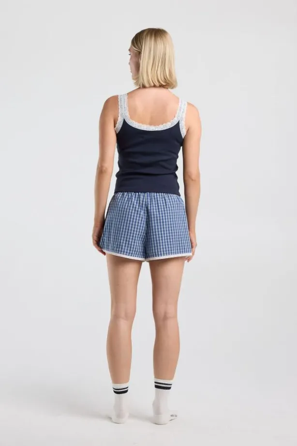 Lounge short Mika lounge short met ruitpatroon en elastische tailleband