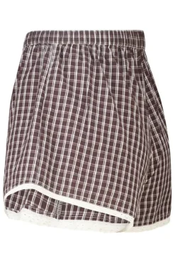 Lounge short Mika lounge short met ruitpatroon en elastische tailleband
