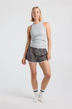 Lounge short Mika lounge short met ruitpatroon en elastische tailleband