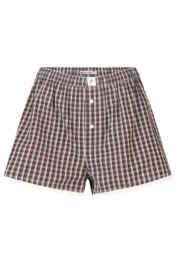 Lounge short Mika lounge short met ruitpatroon en elastische tailleband