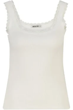 Loungetop Moos loungetop met slim fit en lace detail