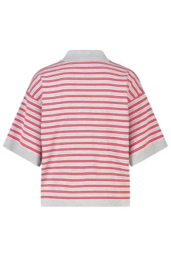 Polo Kirsten gestreepte loose fit polo met knoopsluiting