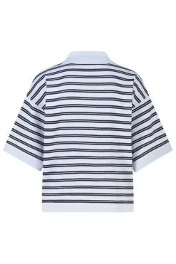 Polo Kirsten gestreepte loose fit polo met knoopsluiting