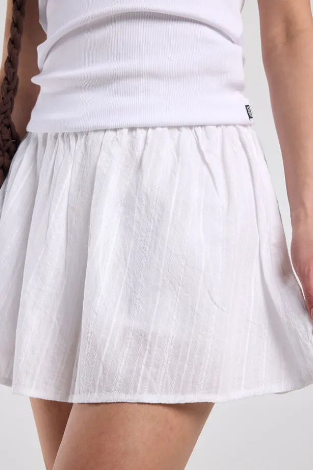 Rok Rachel rok met elastische tailleband en geborduurde strepen