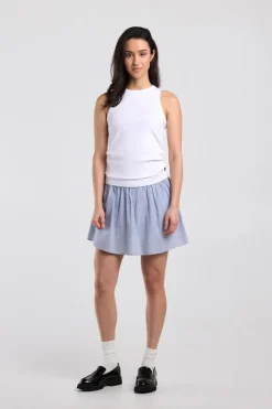 Rok Rachel rok met elastische tailleband en geborduurde strepen