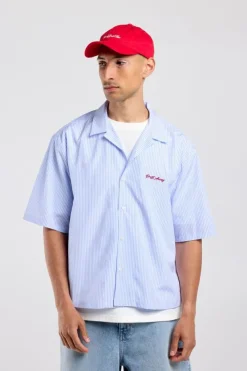 Shirt Igor poplin gestreept shirt met artwork en korte mouwen