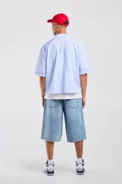 Shirt Igor poplin gestreept shirt met artwork en korte mouwen