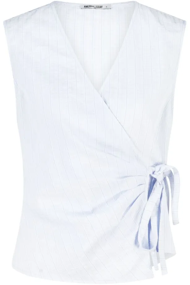 Shirt Iris mouwloze blouse met v-hals en knoopdetail