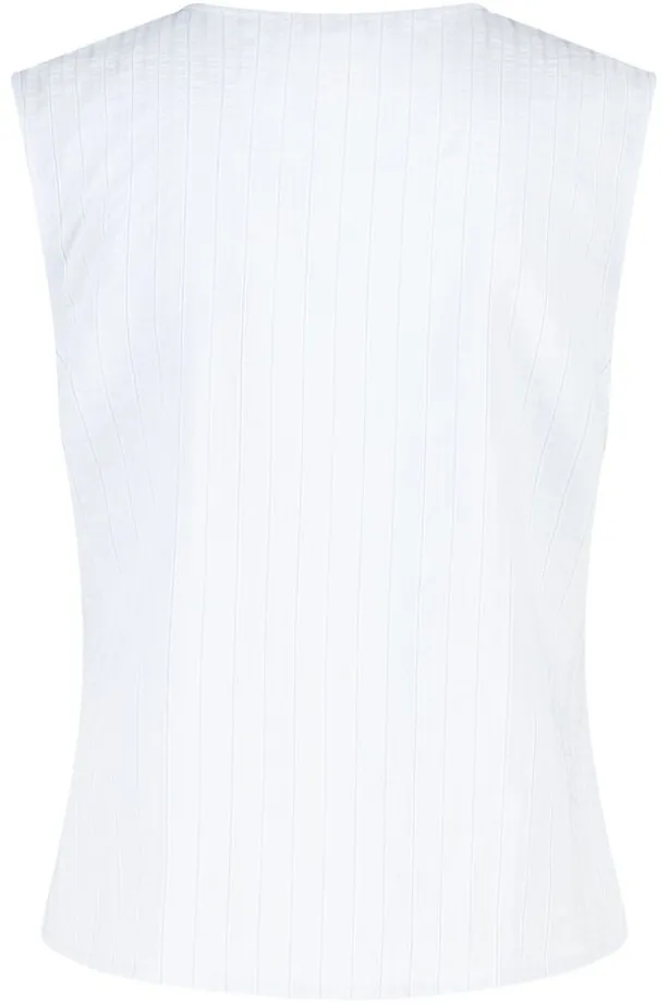 Shirt Iris mouwloze blouse met v-hals en knoopdetail