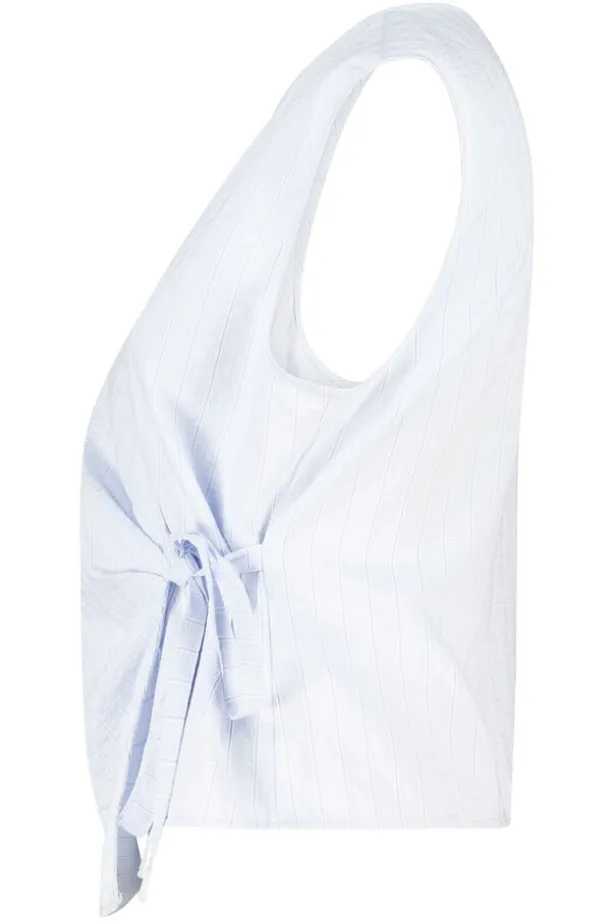 Shirt Iris mouwloze blouse met v-hals en knoopdetail