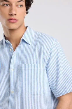 Short sleeve shirt Ido linnen shirt met borstzak