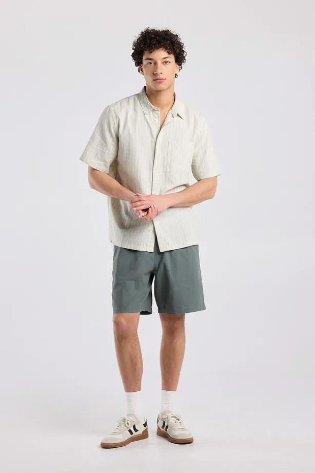 Short sleeve shirt Ido linnen shirt met borstzak