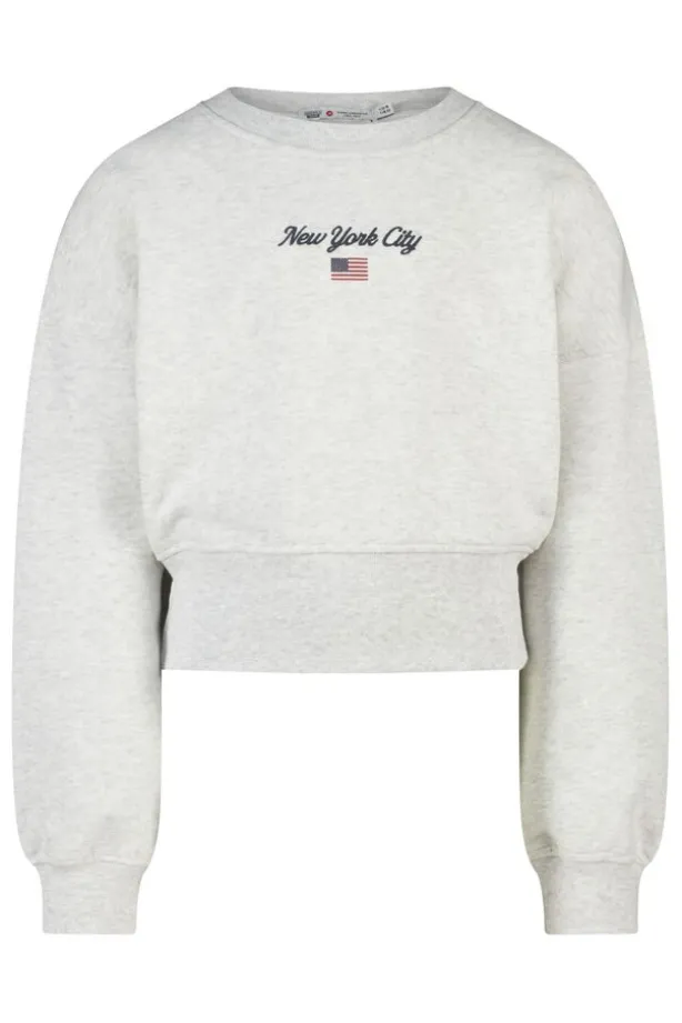 Sweater Sina Jr sweater met artwork op de borst en lange zoom