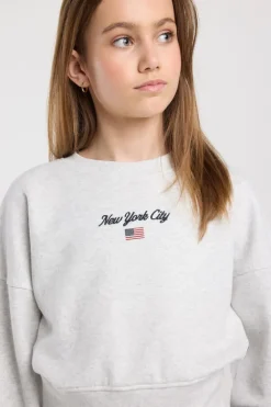 Sweater Sina Jr sweater met artwork op de borst en lange zoom