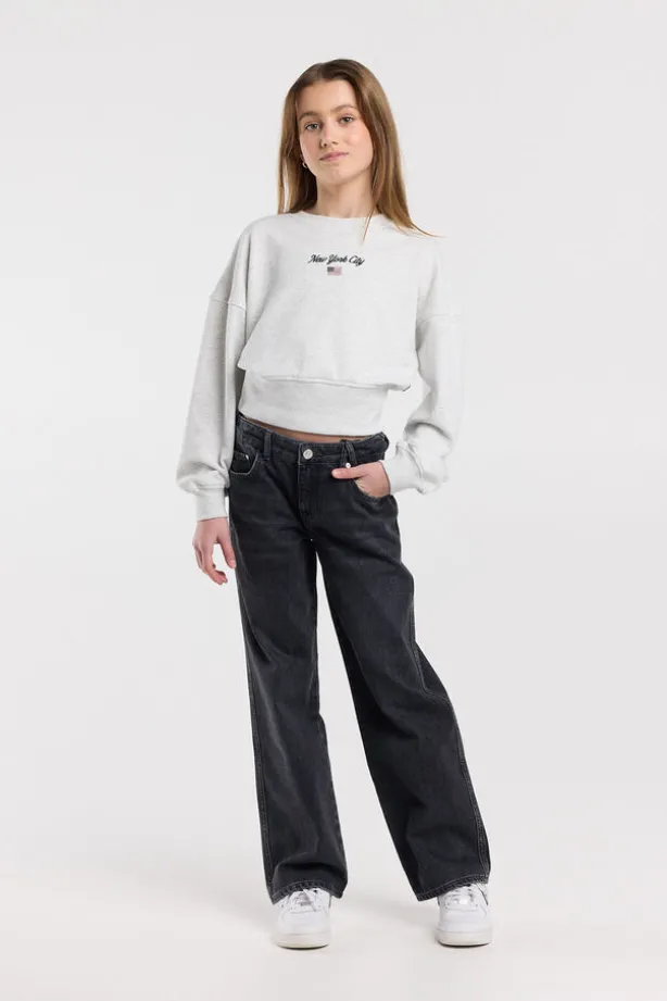 Sweater Sina Jr sweater met artwork op de borst en lange zoom