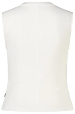 Top Gwenn mouwloze top met ribstof en knoopsluiting