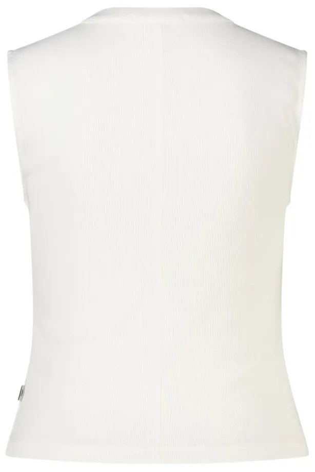 Top Gwenn mouwloze top met ribstof en knoopsluiting