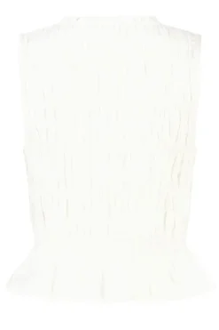 Top Ilka gesmockte haltertop met strikjes en ruffles