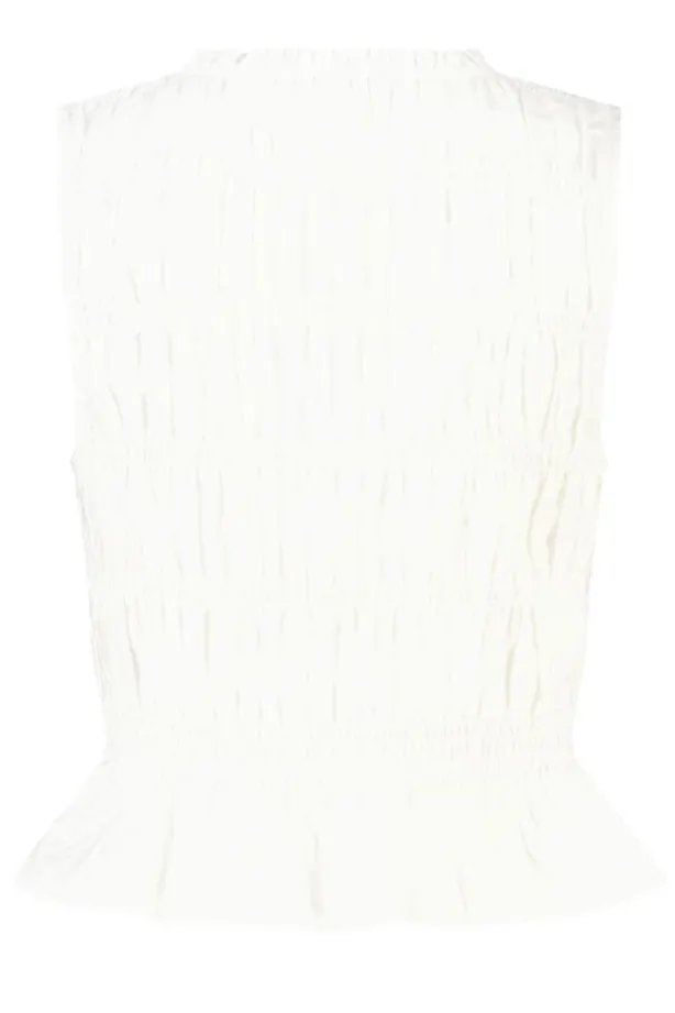 Top Ilka gesmockte haltertop met strikjes en ruffles