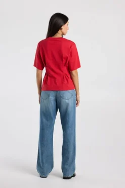 T-shirt Edia fitted T-shirt met wijde mouwen