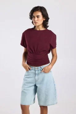 T-shirt Eef t-shirt met korte mouwen en gerimpelde taille